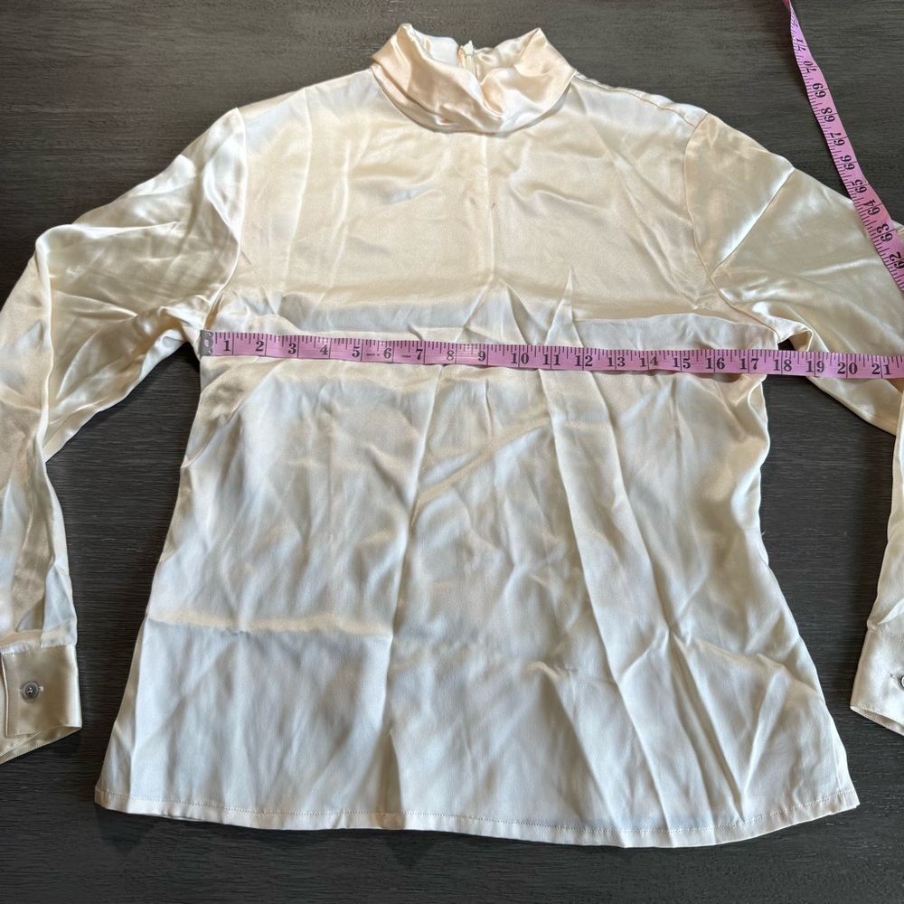 100% Silk Ivory Cream Long Sleeve Blouse Shirt Kate Hill 6 - Picture 8 of 9
